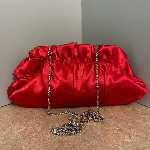 Handbags - GORGEOUS RED SATIN PURSE-WITH STRAP OR WITH OUT